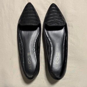ALDO Women's Croc-Embossed Black Flats